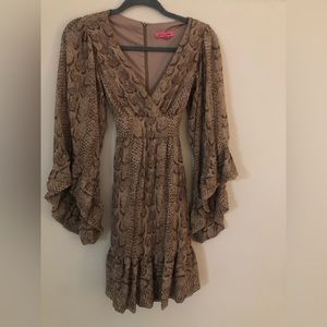 Betsey Johnson Animal Print Long Sleeve Dress